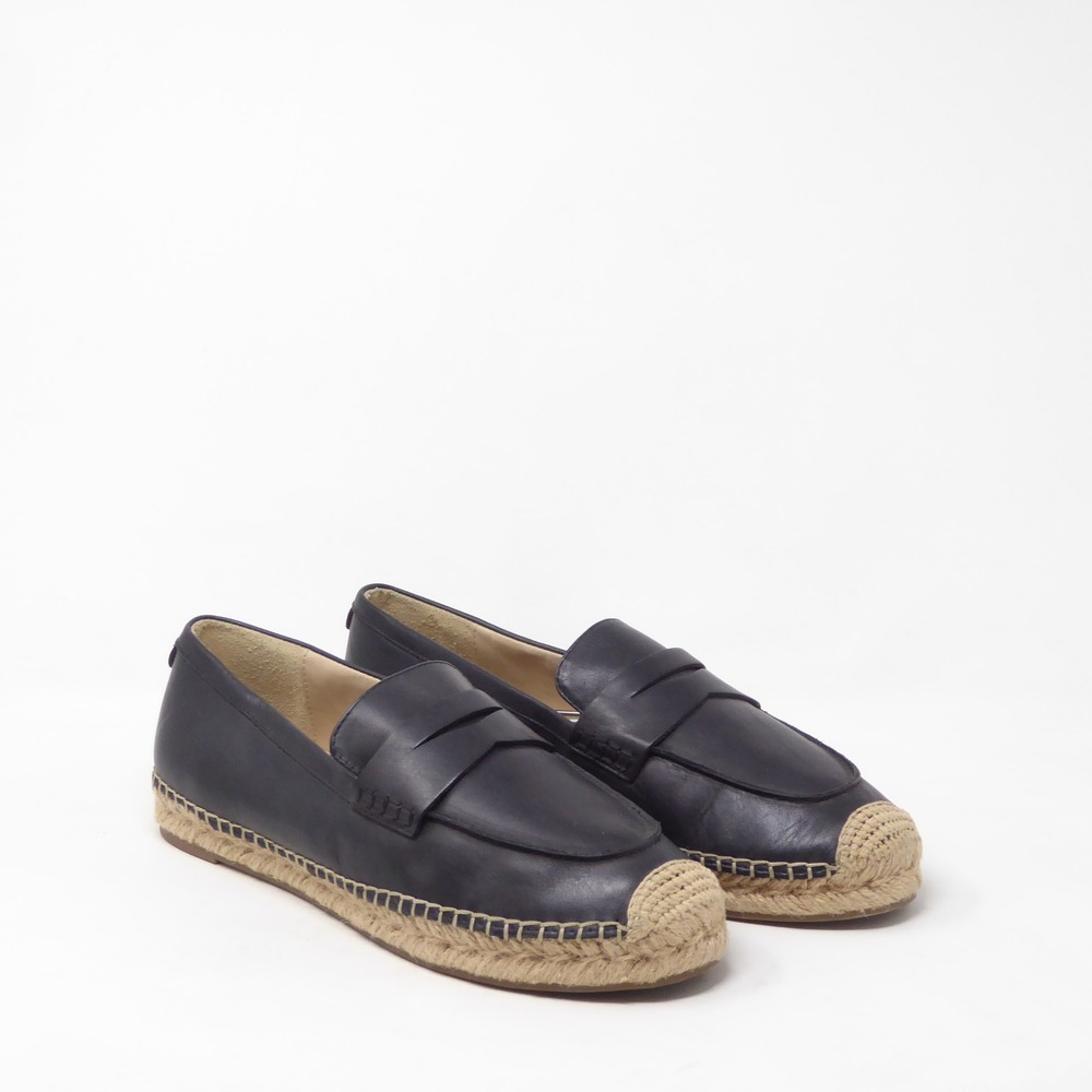 Sam Edelman Kai Womens Espadrille Loafers Black Leather Slip On 10M